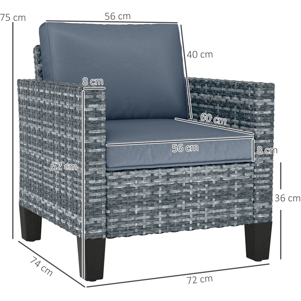 Outsunny Light Grey Rattan Garden Armchair with Cushions Image 8
