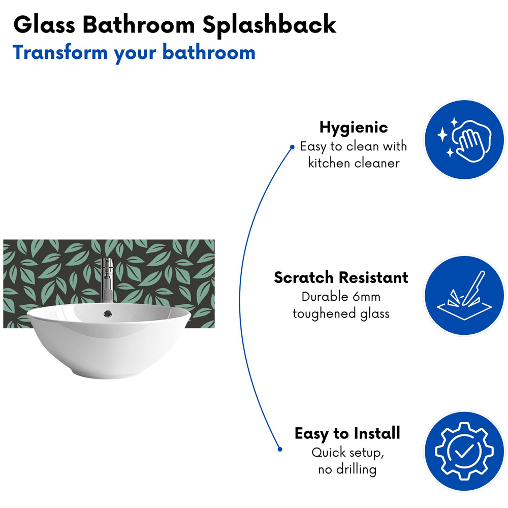 Warren Reed Designer Delicate Leaf Glass Bathroom Splashback 25 x 60cm Image 4