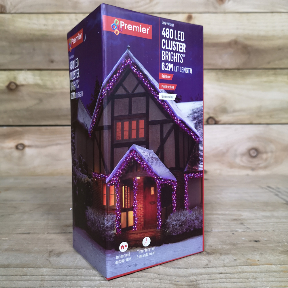 Premier ClusterBrights 480 Rainbow LED Multi-Function Green Cable Cluster Light 6.2m Image 8