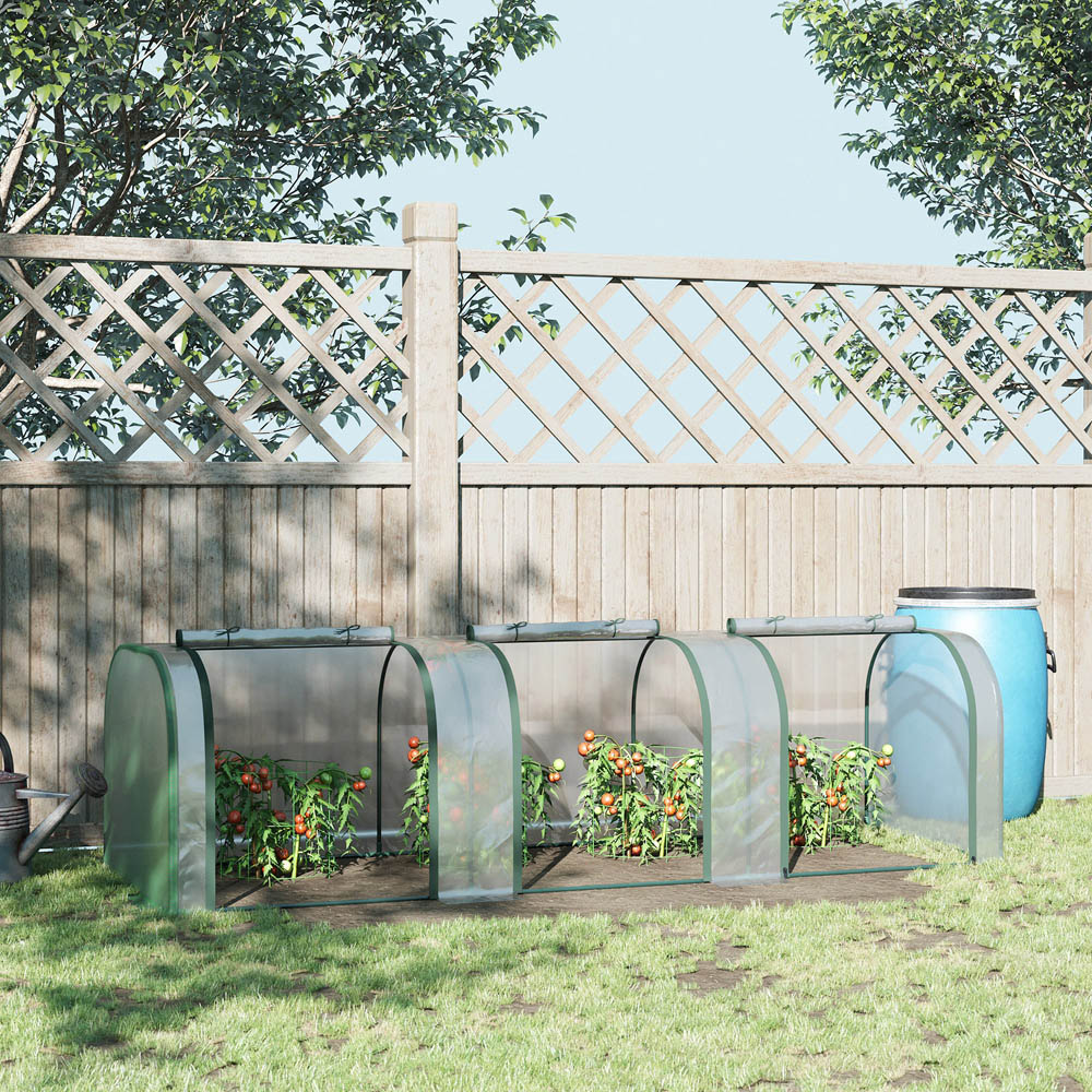 Outsunny Long Plastic Cover Tunnel 9.6 x 3.2ft Greenhouse Image 2