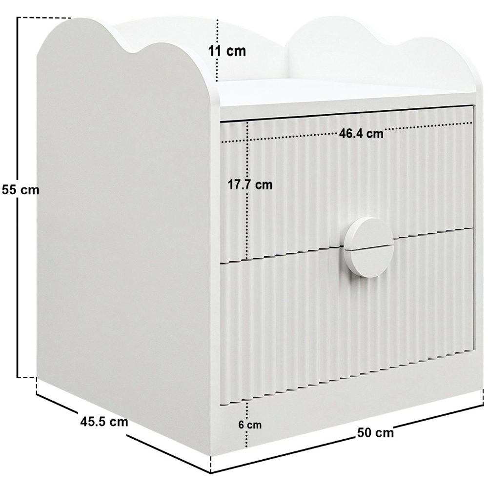 Flair Calista White 2 Drawer Ribbed Nightstand Image 5