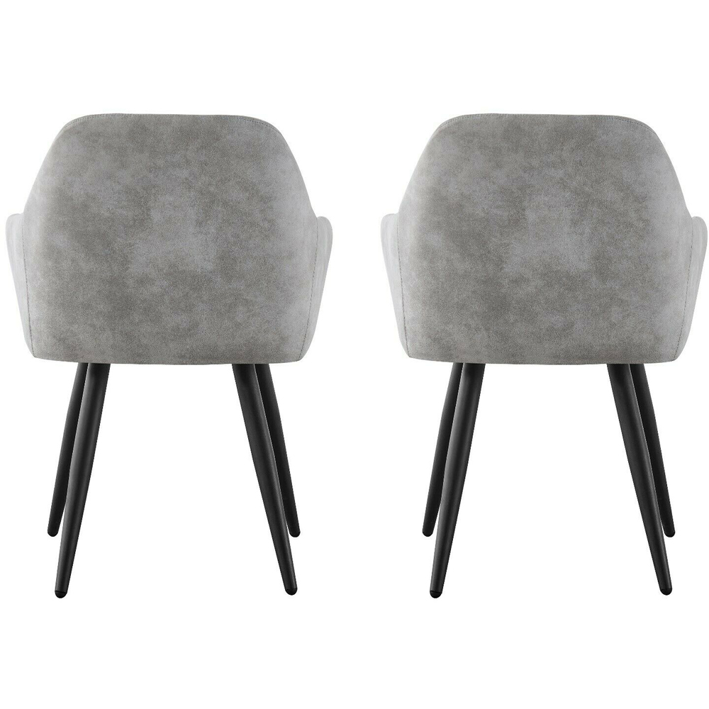 Adrian Set of 2 Light Grey Suede Faux Leather Dining Chairs Image 5