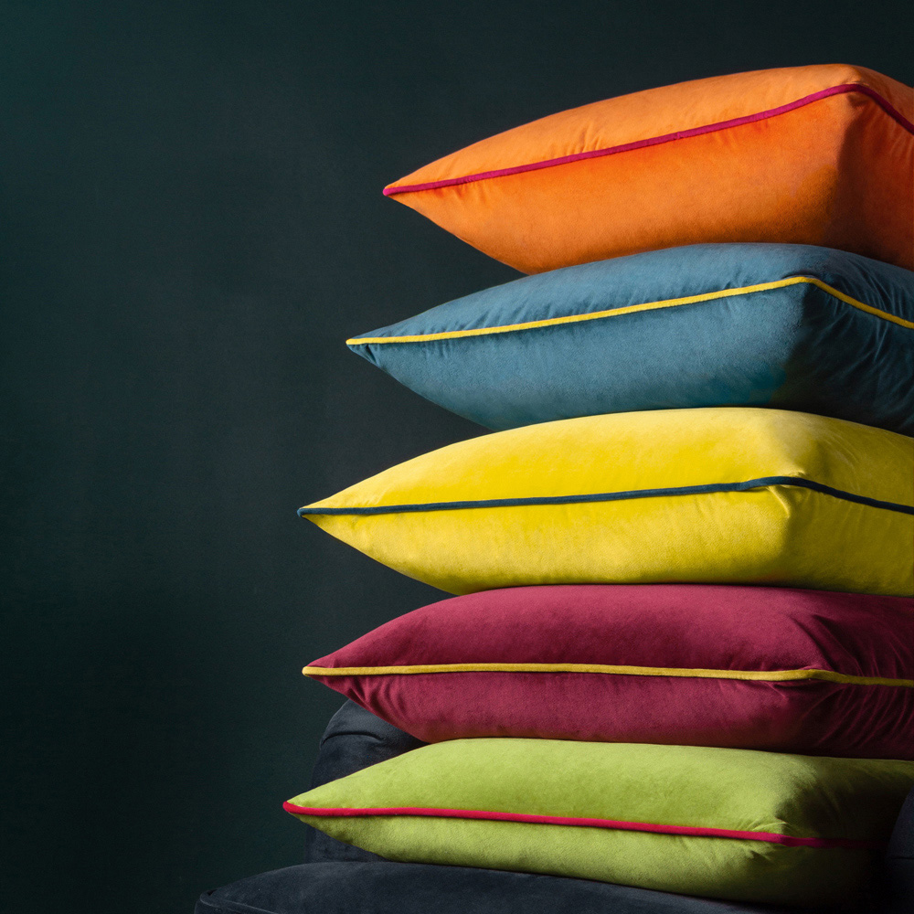 Paoletti Meridian Clementine Hot Pink Velvet Cushion Image 4