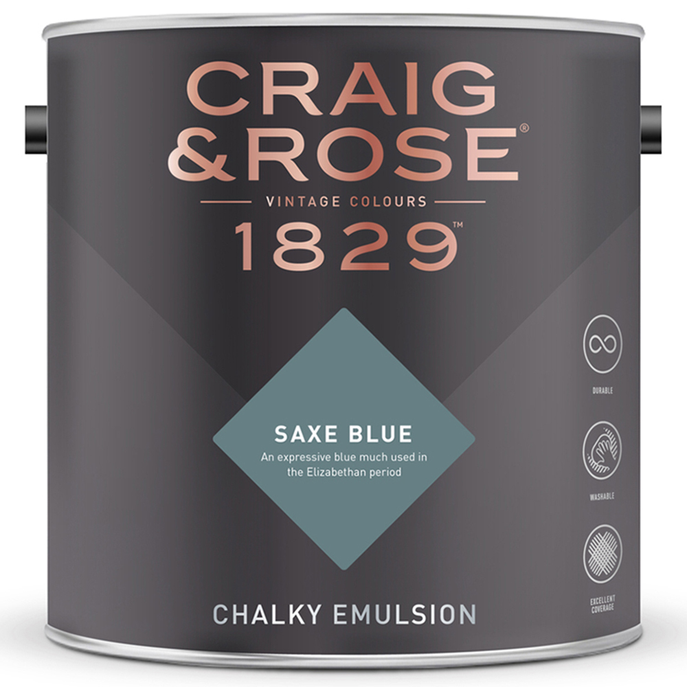 Craig & Rose Walls and Ceilings Saxe Blue Chalky Emulsion Paint 5L Image 2