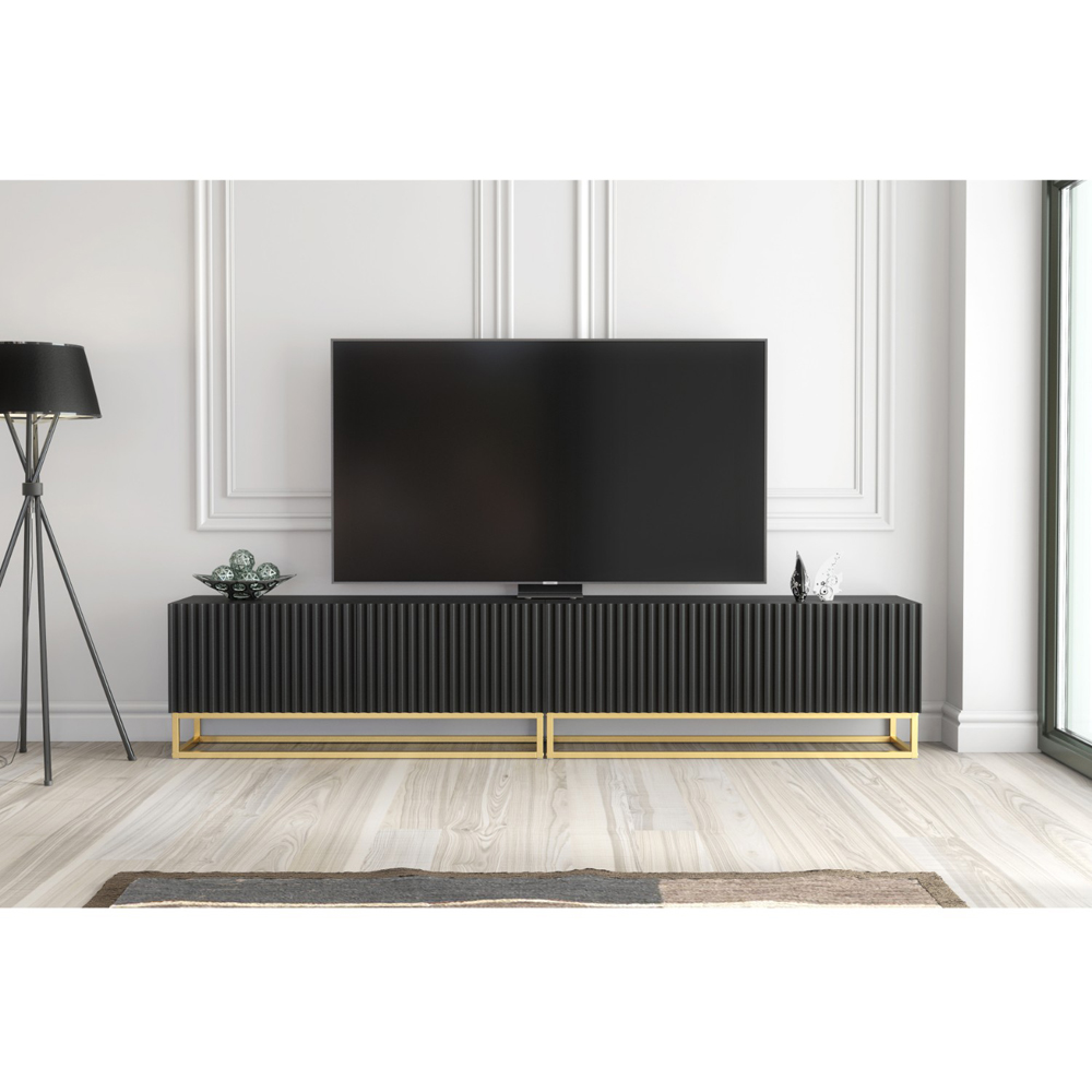 Creative Furniture Ripple Duo Black 2 Fluted Door TV Unit Image 3