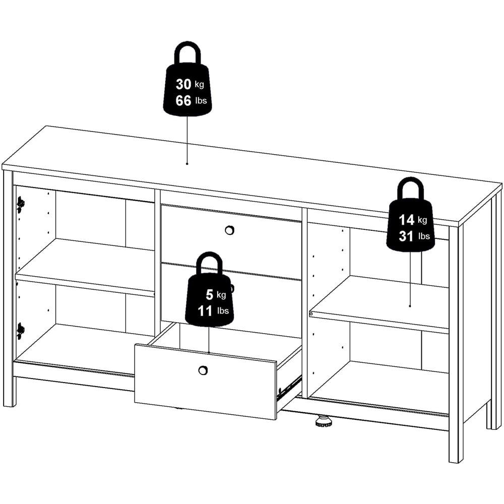 Florence Barcelona 2 Door 3 Drawer Matt Black Sideboard Image 9