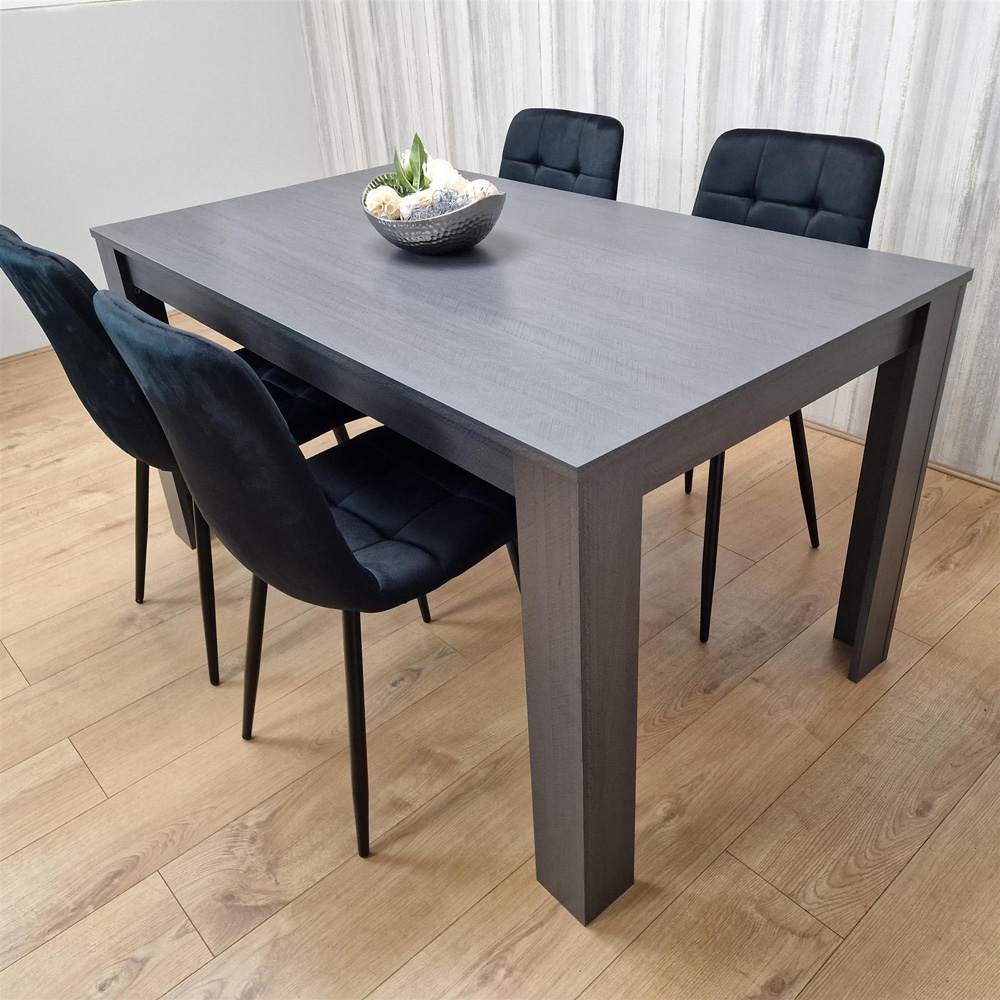 Portland 4 Seater Dining Set Dark Grey and Black Image 3