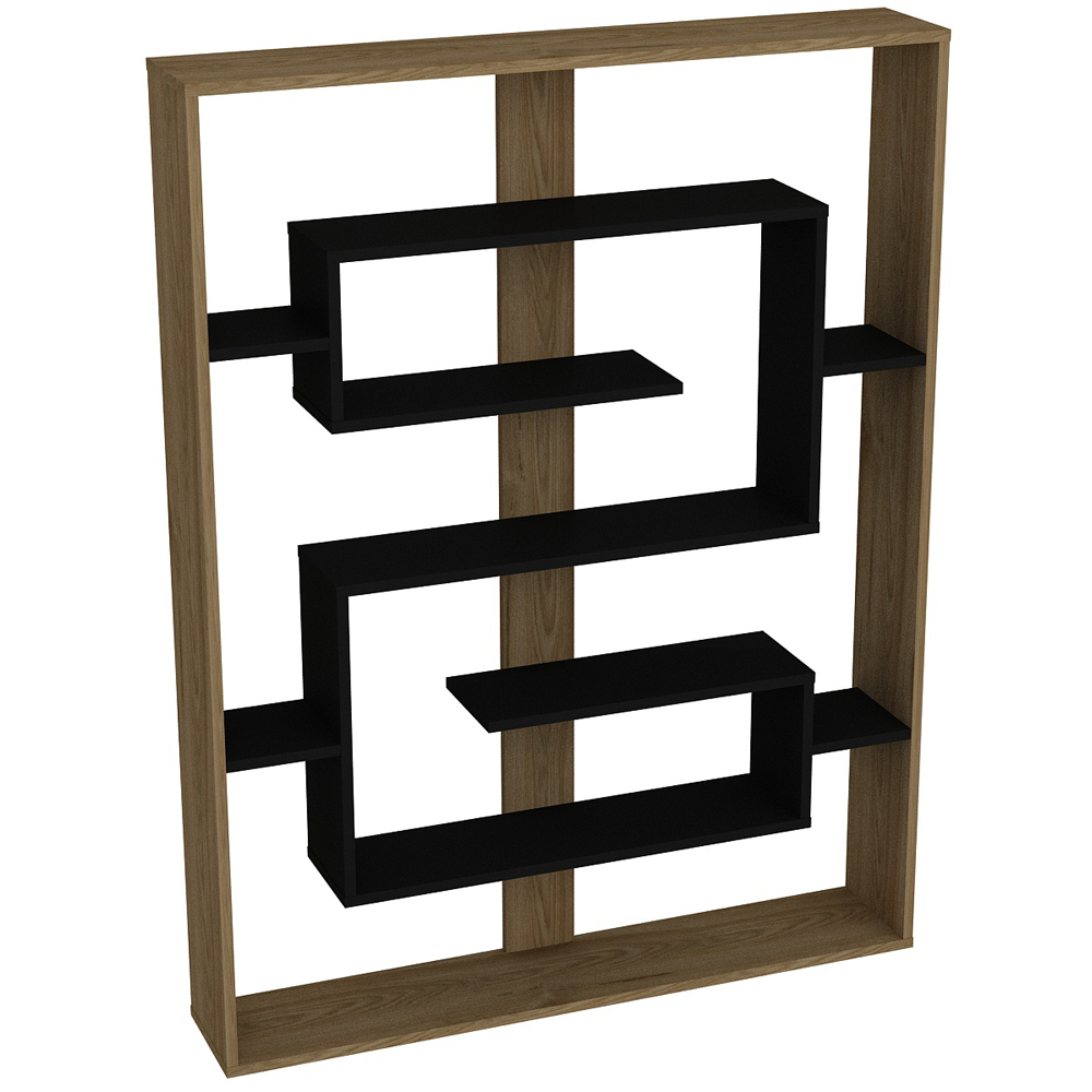 Decorotika Esteban 10 Shelf Black and Oud Geometric Bookcase Image 2