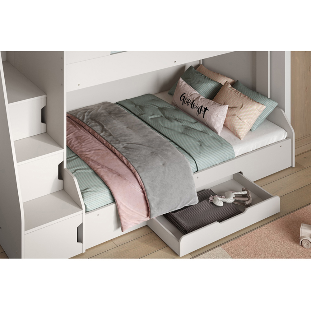 Flair Slick Triple Sleeper White Staircase Bunk Bed Image 5