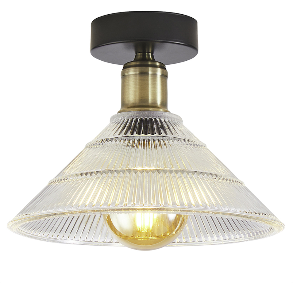 Happy Homewares Matte Black Semi Flush Ceiling Light Image 3