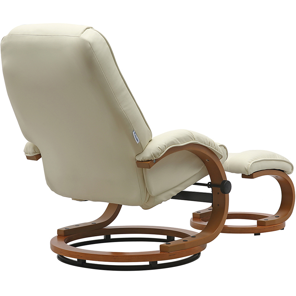 Living and Home Beige Reclining Swivel Office Chair with Footstool Image 3