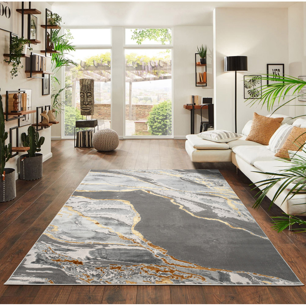 Smart Living Parma Ochre Carved Rug 80 x 150cm Image 4