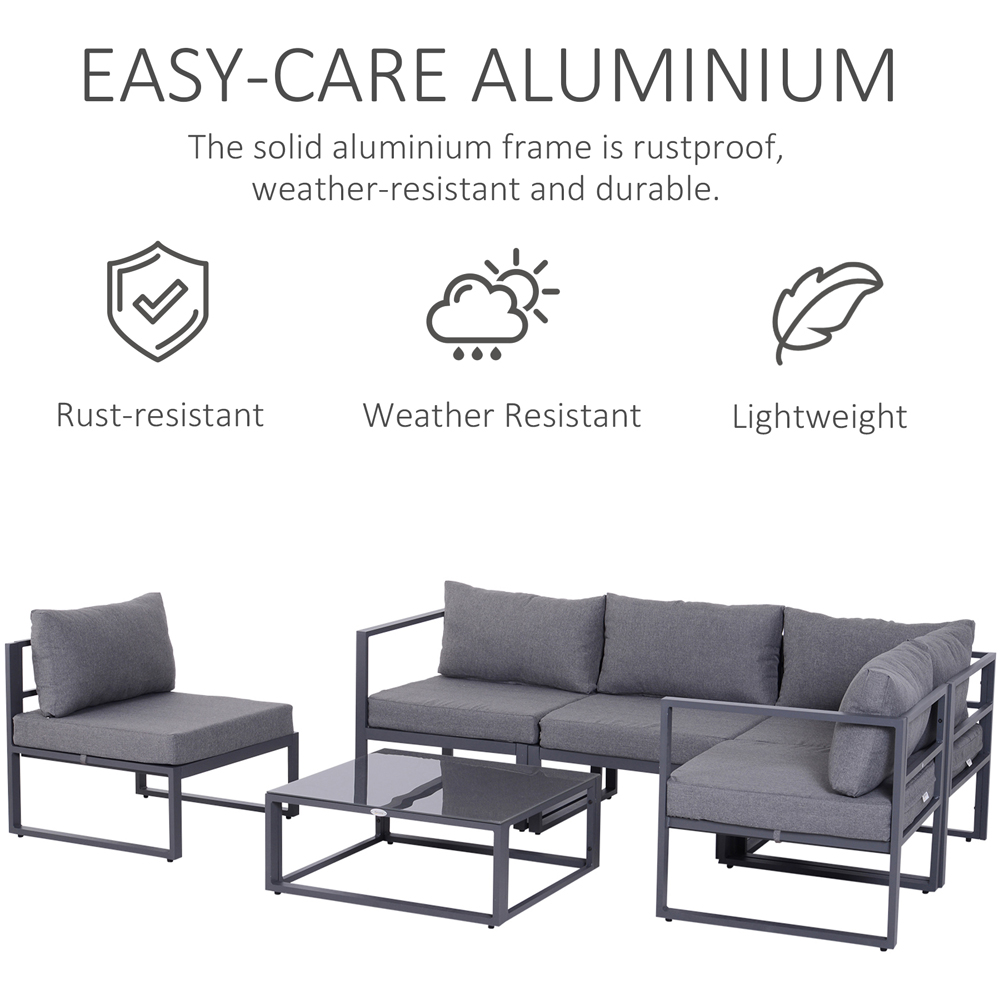 Outsunny 5 Seater Grey Garden Corner Lounge Set Image 6