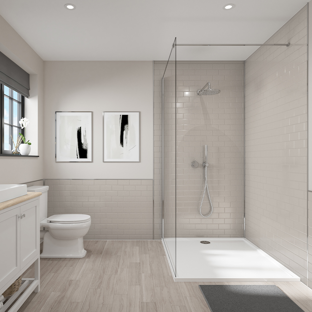 Wetwall Mocha Composite Tile Bathroom Wall Panel 1220 x 2440mm Image 1