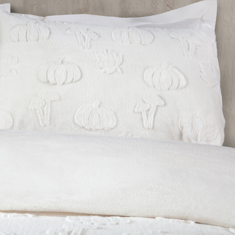 Pumpkin Woodland Faux Fur Duvet Set White Double Image 3