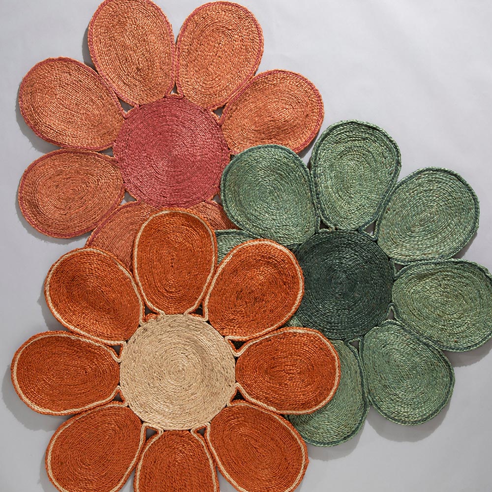 Spinningfields Orange Jute Rug 120 x 120cm Image 5