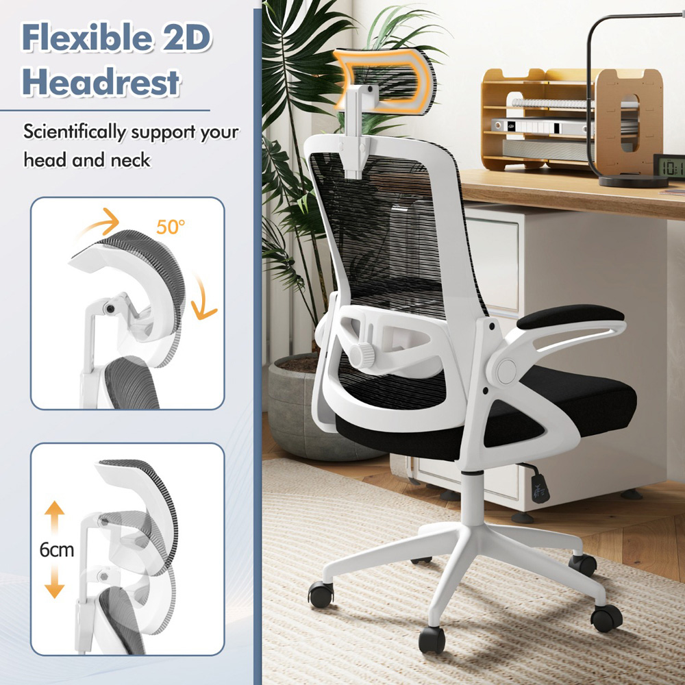 Costway White Ergonomic Office Chair with Lumbar Support Image 3