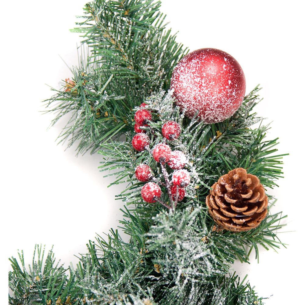 Best Artificial Red Frosted Christmas Garland 270cm Image 2