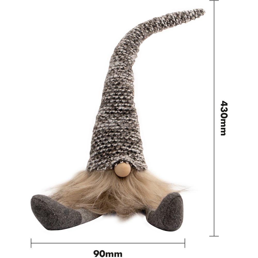 St Helens Fabric Grey Check Hat Santa-Gonk Decoration Image 9