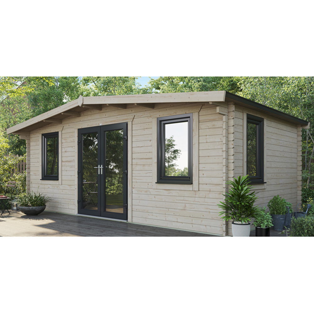 Power Sheds 12 x 20ft Centre Double Door Chalet Log Cabin Image 9