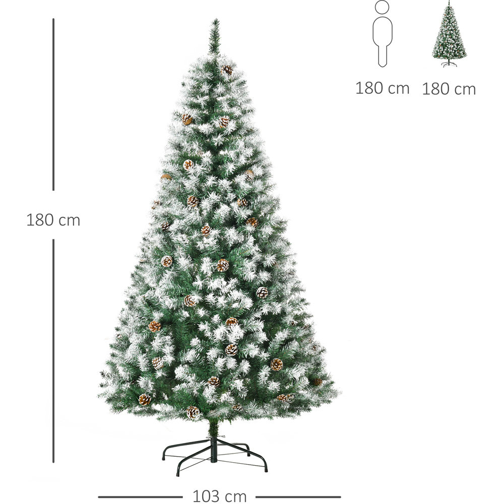 Everglow Automatic Open Green Snow Flocked Artificial Christmas Tree with Pine Cones 6ft Image 7