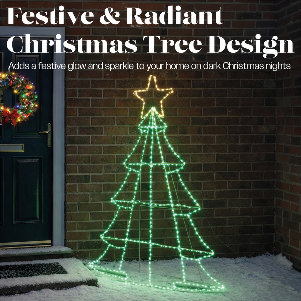 Xmas Haus 420 Green and White Micro LED Christmas Tree Silhouette with Stand 90.5cm Image 3
