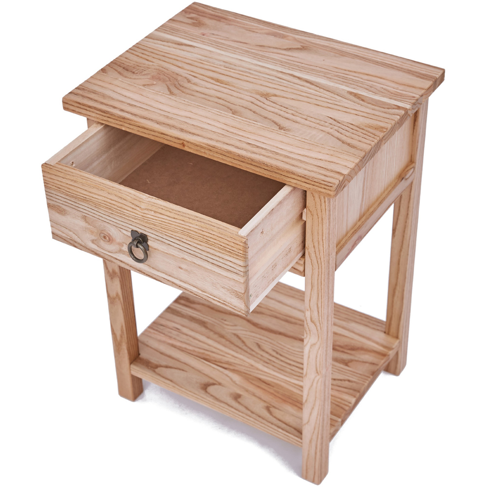 Montese Single Drawer Light Wood Bedside Table with Ring Handle Image 5