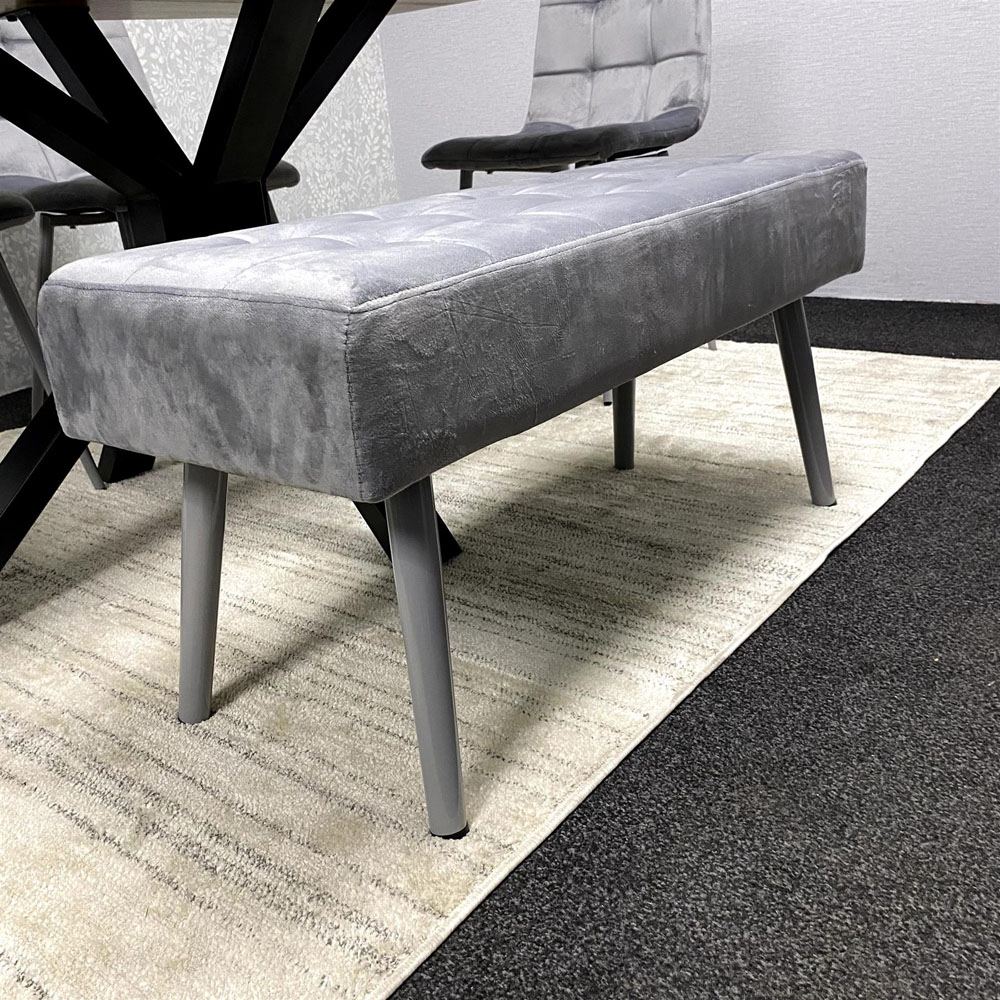 Kosy Koala 6 Seater Velvet Wooden Rectangle Dining Set with Bench Grey Image 3