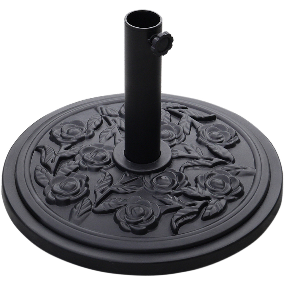 Living and Home Beige 24 Solar LED Crank and Tilt Parasol with Floral Pattern Base 3m Image 5