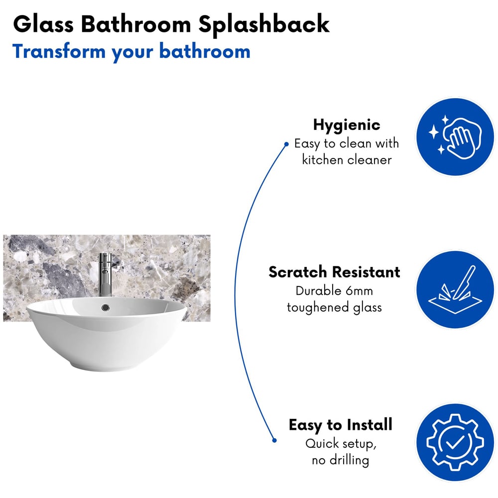 Warren Reed Designer Silver Quartz Effect Bathroom Splashback 25 x 60cm Image 4