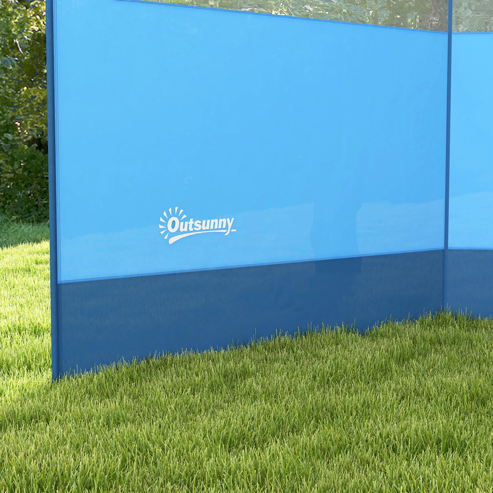 Outsunny Blue Camping Windbreak with Clear Windows and Carry Bag 4.4 x 1.4m Image 4