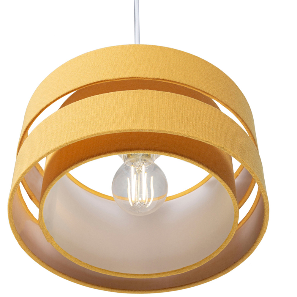 Happy Homewares 3 Tier Ochre Linen Fabric Pendant Shade Image 5