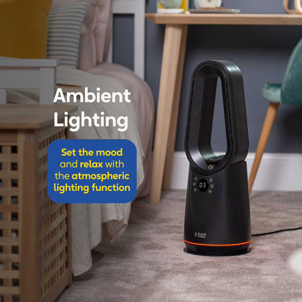 Russell Hobbs Black Oscillating Bladeless Heat and Cool Fan with Remote Image 8