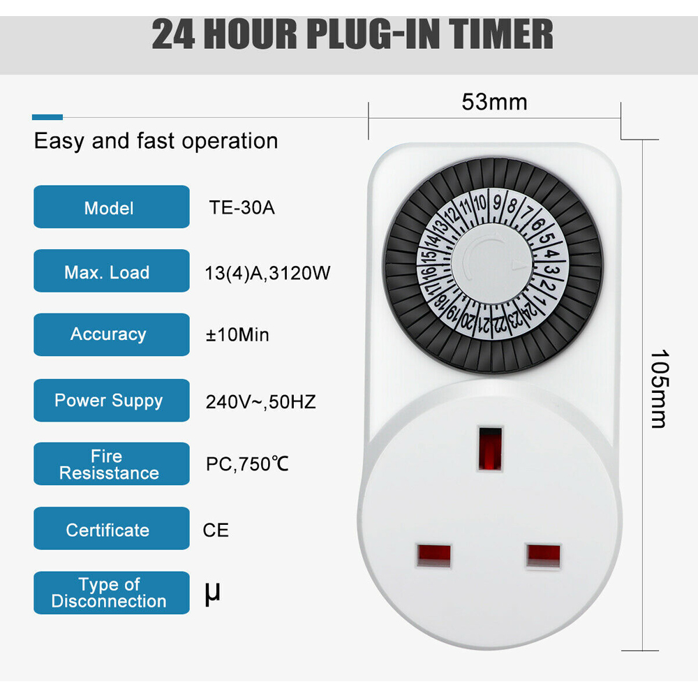 ExtraStar White 24 Hour Plug In Mechanical Timer 2 Pack Image 5