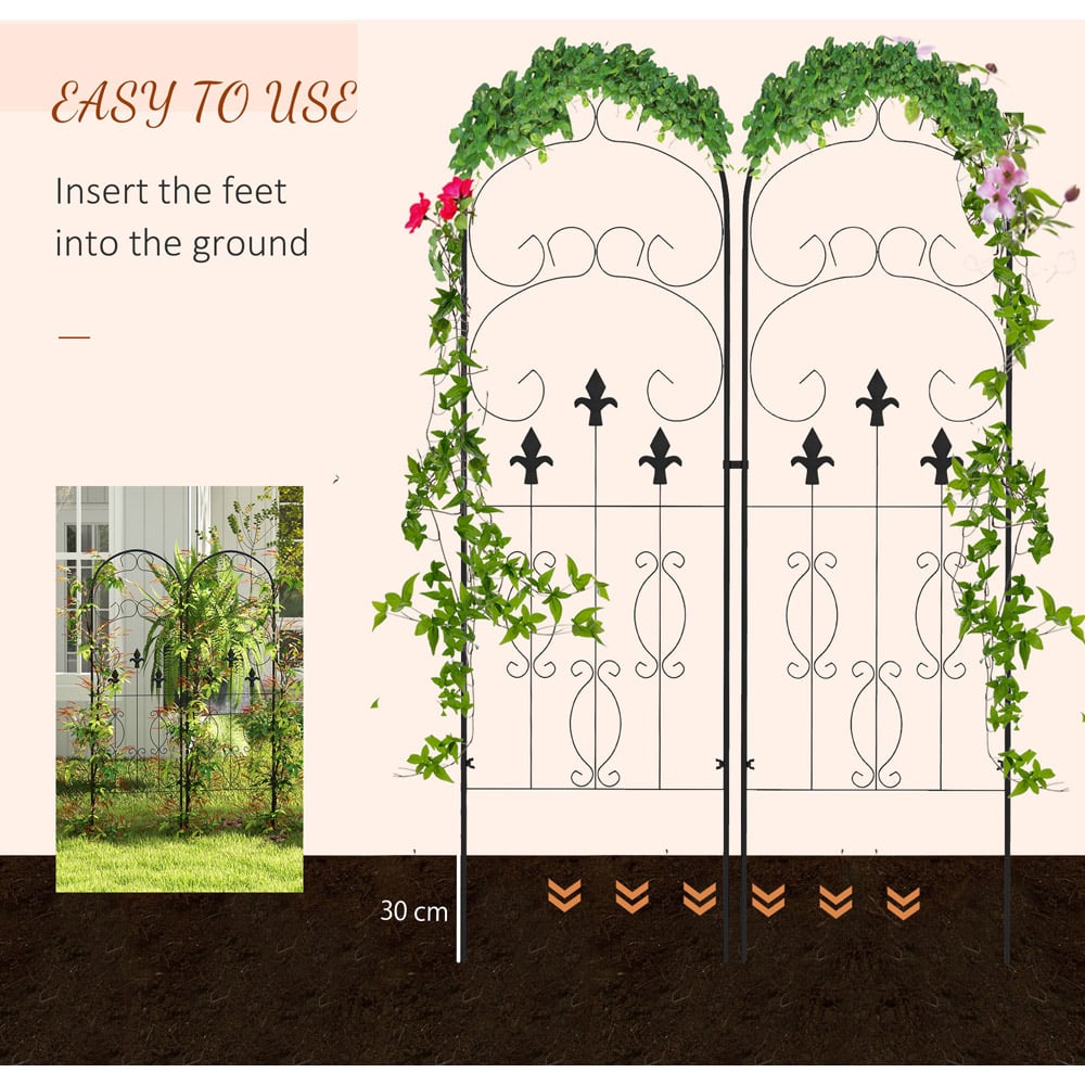 Outsunny Metal Scrolls Design Trellis Frames Garden Planter 2 Pack Image 5