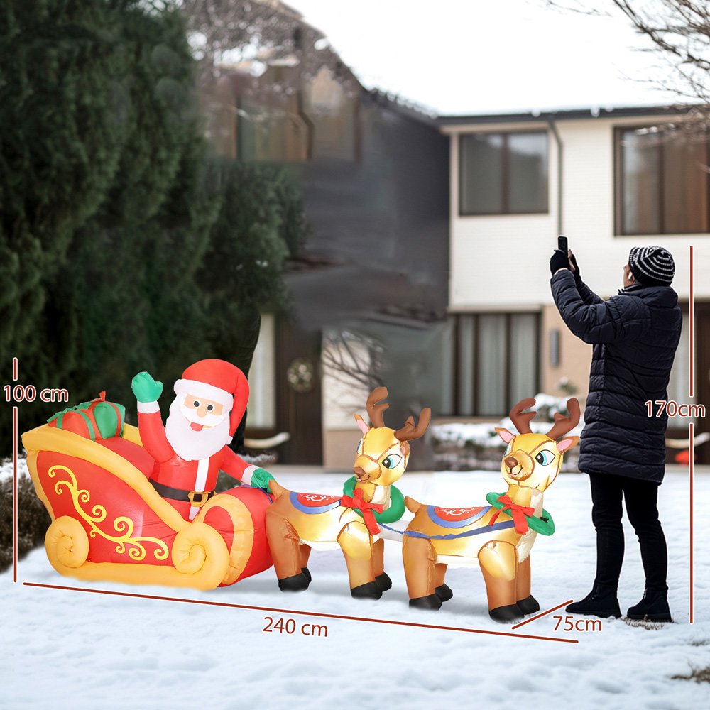 Everglow Christmas Blow Up Inflatable Santa on Sleigh Decoration with Built-in LEDs 7.9ft Image 9