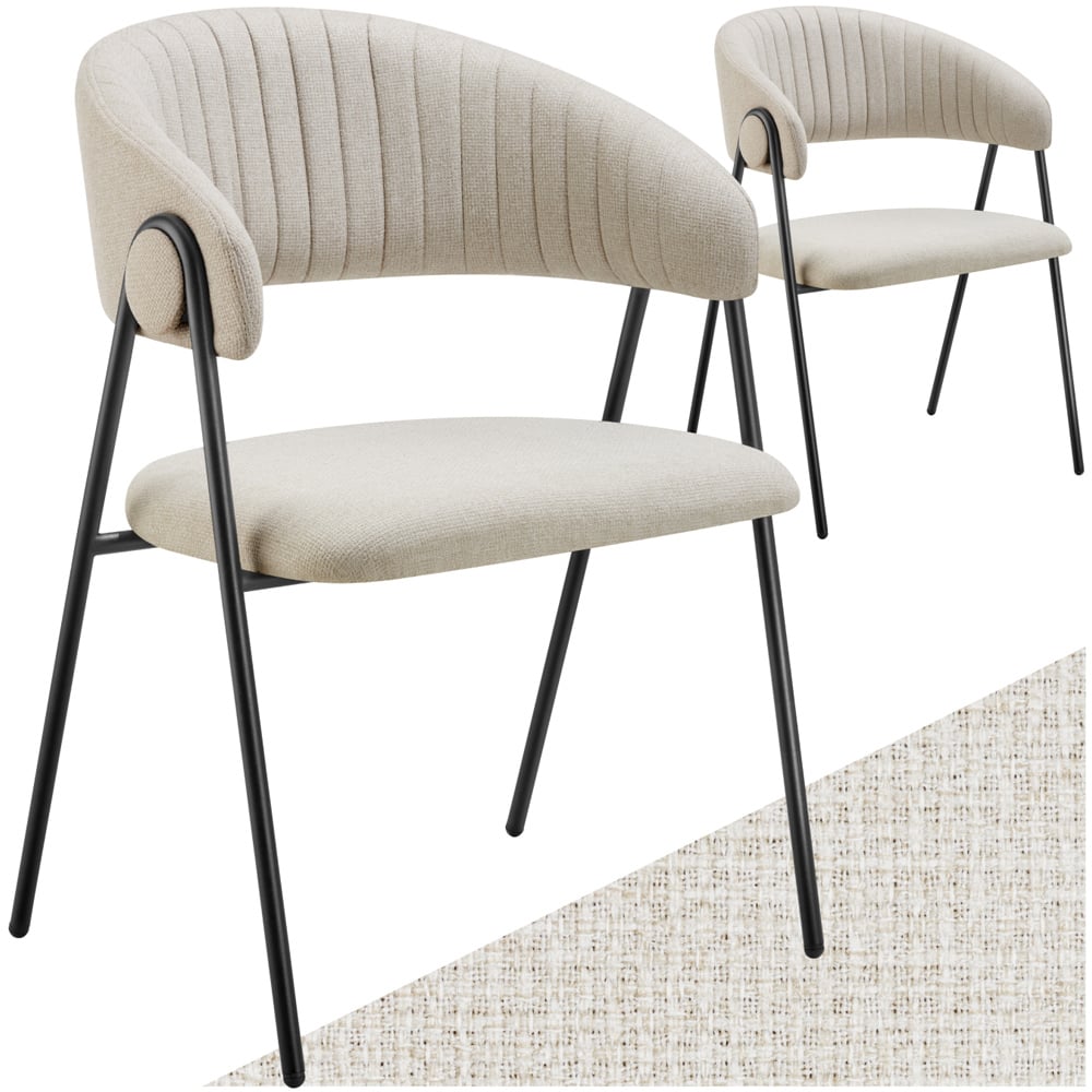 tectake Bedano Set of 2 Greige Dining Chair Image 2