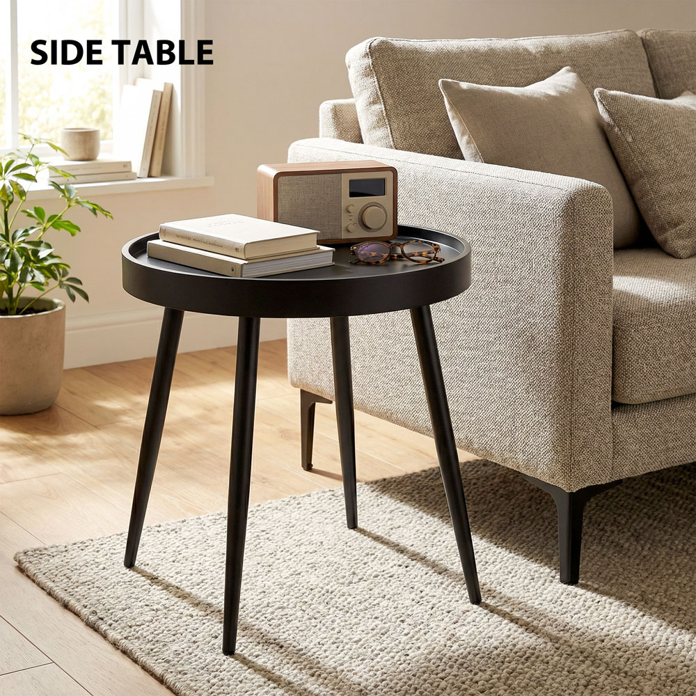Outsunny Black Plastic Round Outdoor Coffee Table Image 8