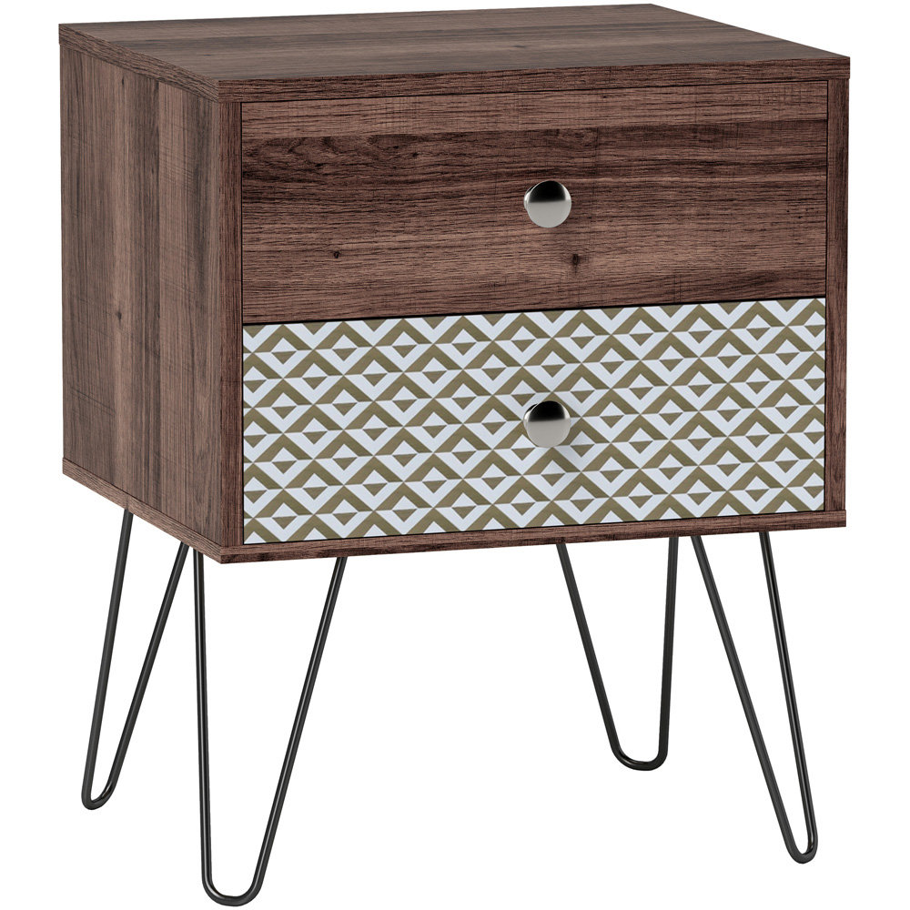 Portland 2 Drawer Boho Design Bedside Table Image 2