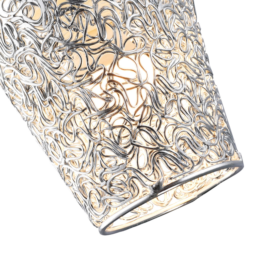 Happy Homewares Industrial Twisting Metal Polished Silver Cone Shape Pendant Shade Image 7