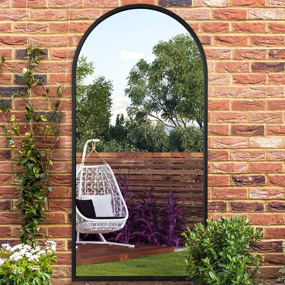 MirrorOutlet The Arcus Black Framed Arched Garden Wall Mirror 160 x 80cm Image 2