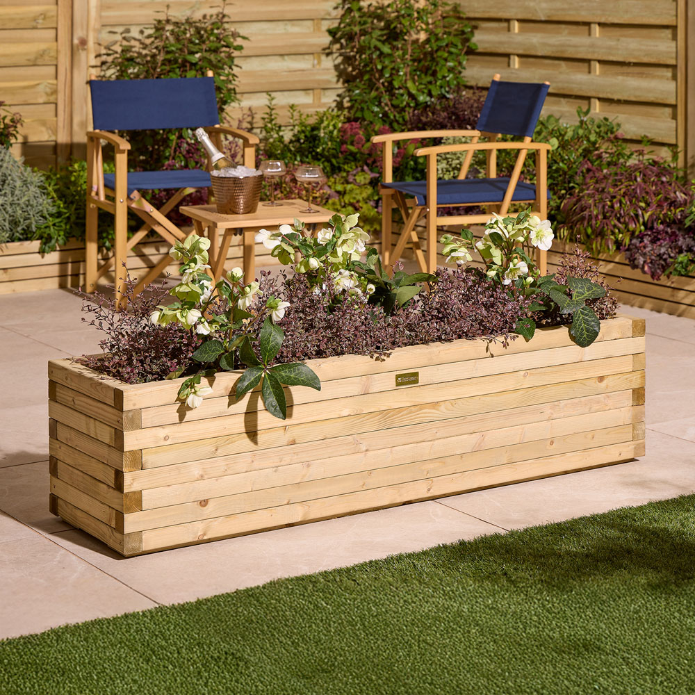 Rowlinson Premier Natural Wooden Patio Trough Planter 37 x 150 x 40cm Image 2