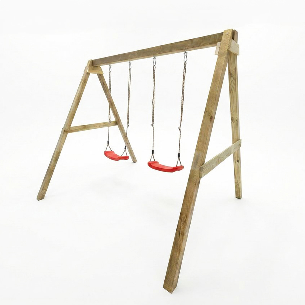 Shire Wooden Frame Double Swing Set Image 2