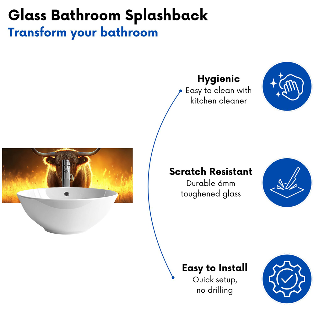 Warren Reed Designer Highland Cow Sunset Bathroom Splashback 25 x 60cm Image 4