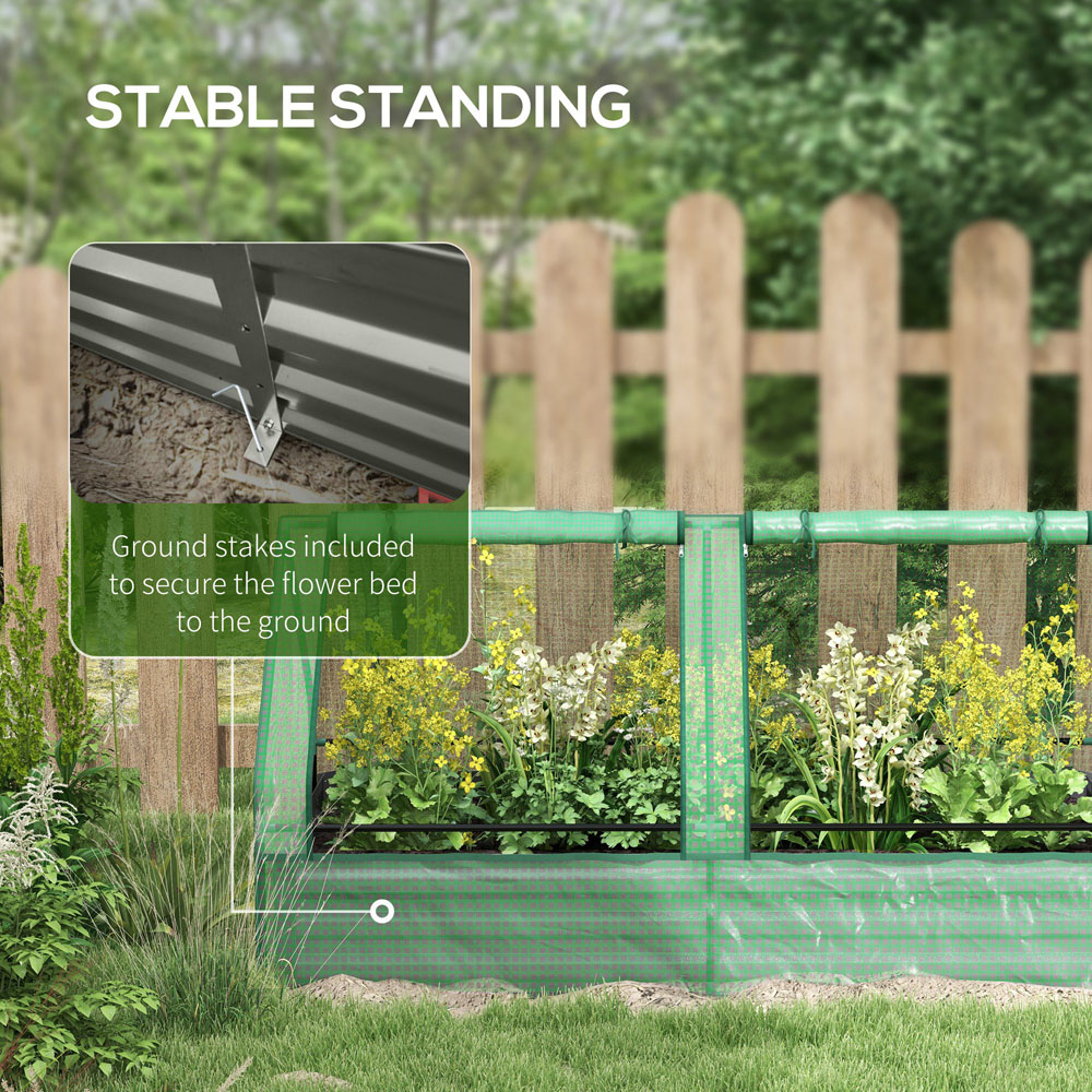 Outsunny Green and Dark Grey Raised Garden Bed Planter with Greenhouse Image 7