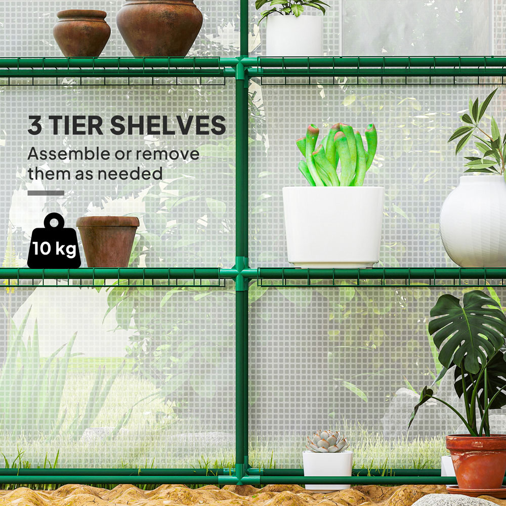 Outsunny White Plastic 4.5 x 7ft Walk In Greenhouse Image 4
