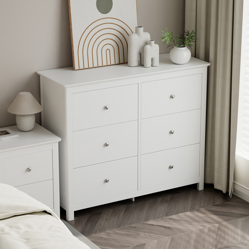 Core Products Nairn 6 Drawer White Wide Chest of Drawers Image 5
