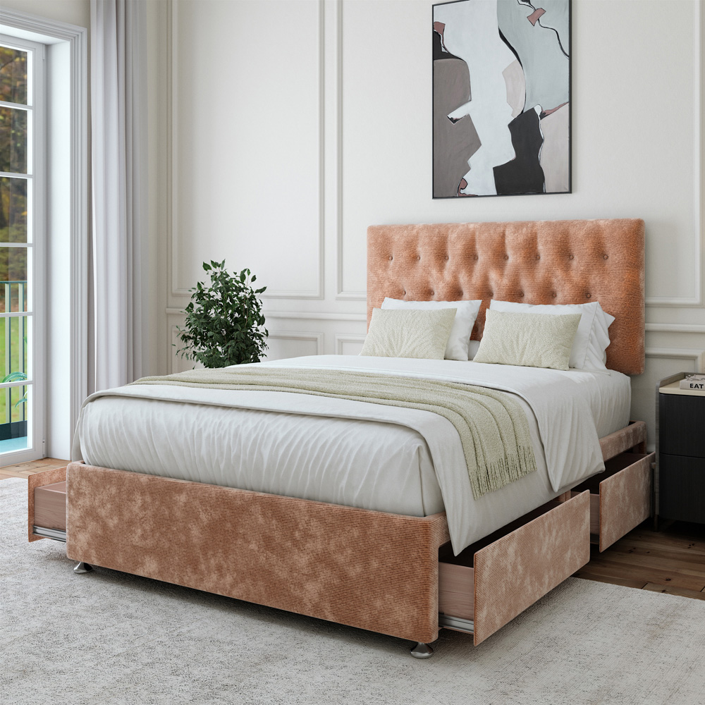 Bedmaster Double Mink Chenille 4 Drawer Divan Base with Lona Headboard Image 2