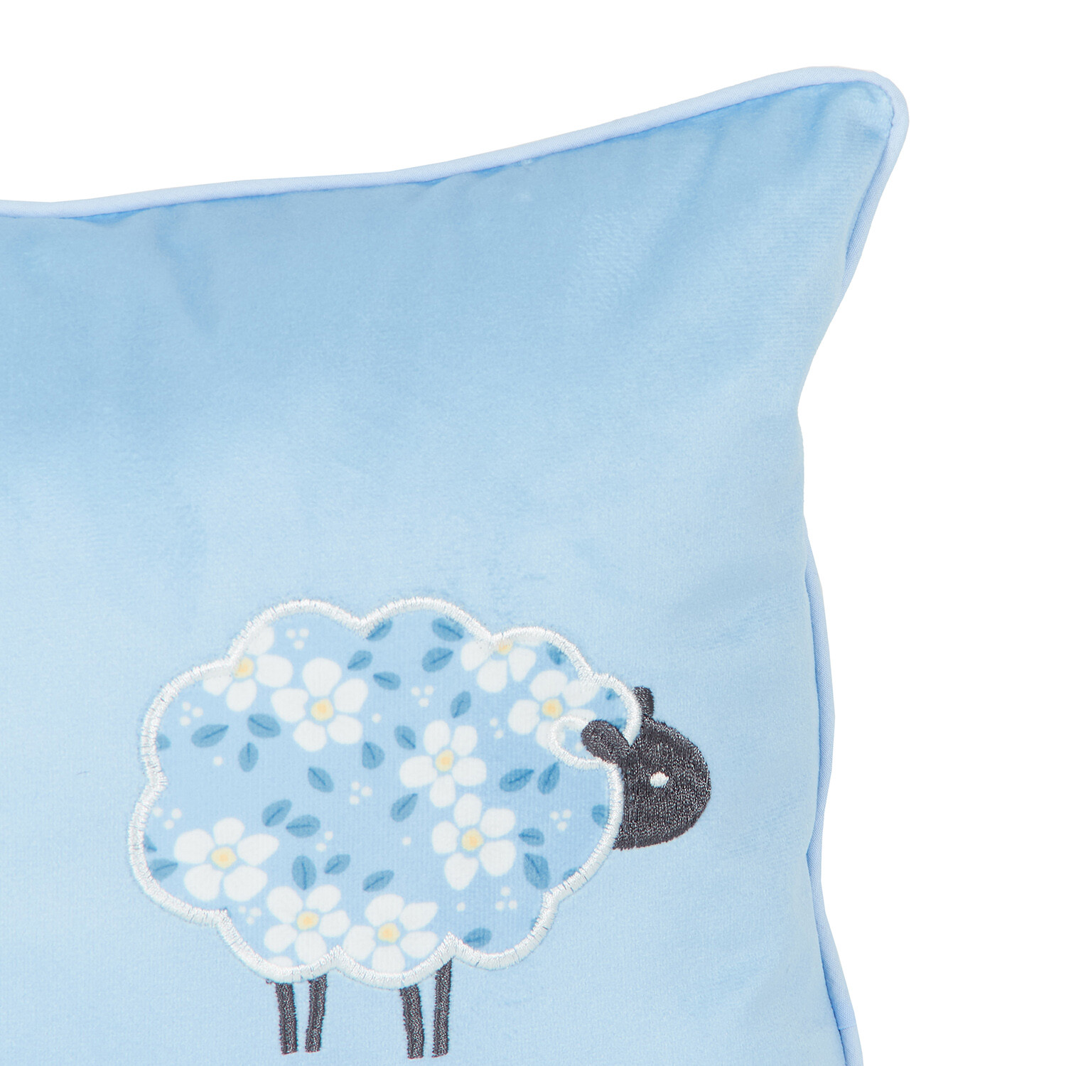 Sheep Applique Cushion - Blue Image 3