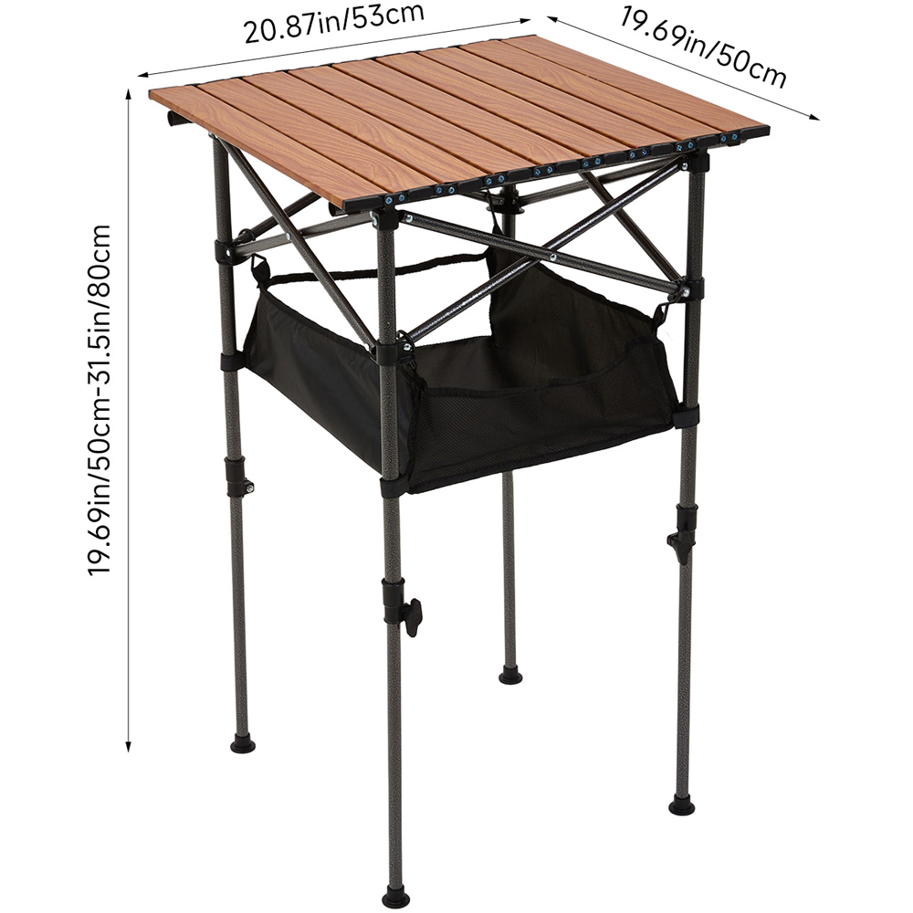 Living and Home Brown Square Portable Folding Camping Table Image 7